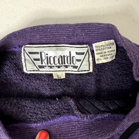 VTG Purple Crew Neck Sweatshirt Ricardo Men's Size Large - Picture 5 of 5